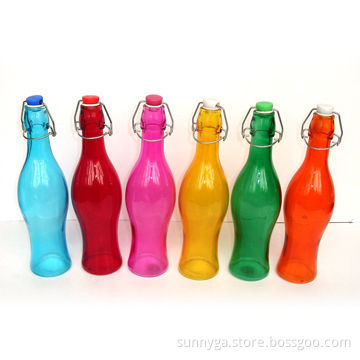 450mL Color Spray Glass Bottle with Rubber Pad and Plastic Lid